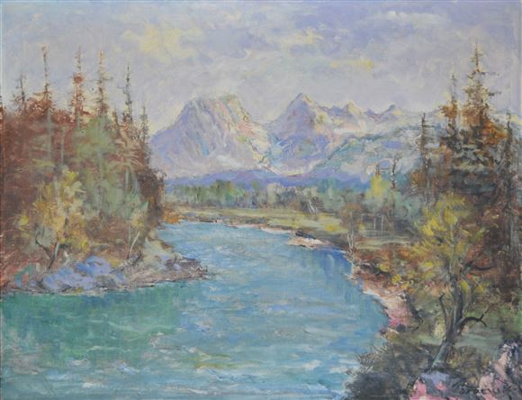 Josip Potočnik - Sava - pogled na Kočno in Grintovec