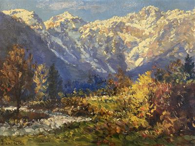 Fran Klemenčič - Gorski motiv (Kalška gora, Grintovec in Skuta)