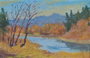 France Godec - Sava in pritok v pozni jeseni