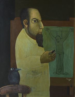 Jože Tisnikar - Avtoportret s krokarjem