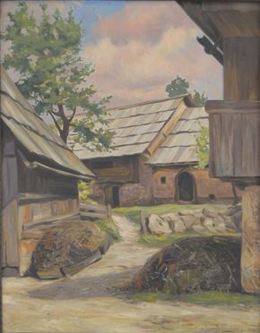 Valentin Hodnik - Dvorišče pri Ražnu, Stara Fužina